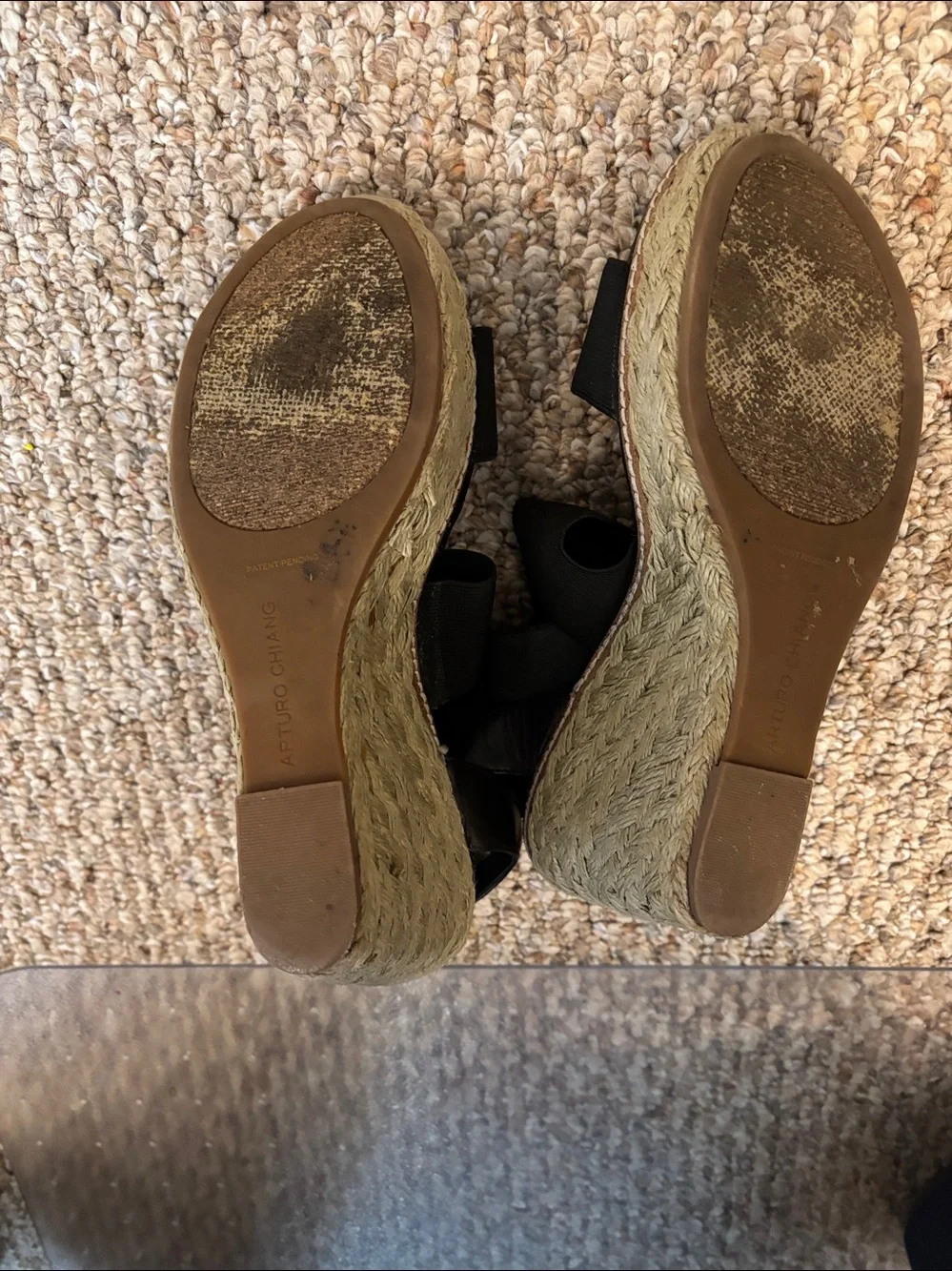 Arturo Chiang Black Platform Wedge Sandals Size 9
